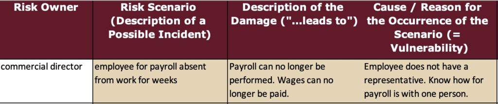 Example risk identification